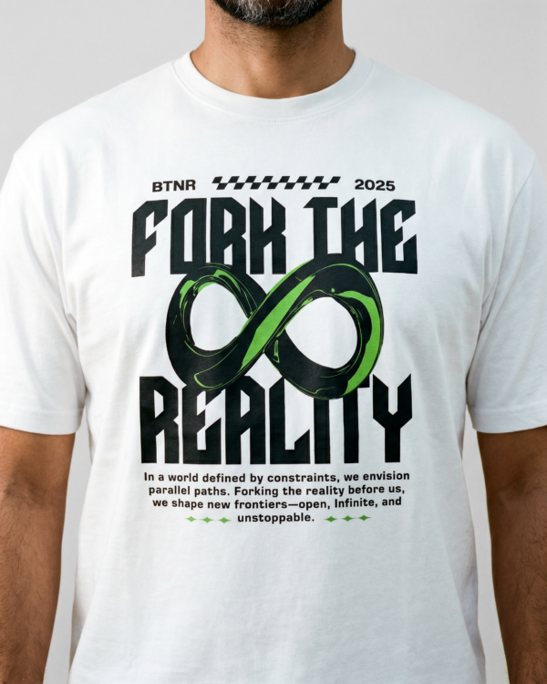 Remera cripto fork the reality blanca - Bitnaria