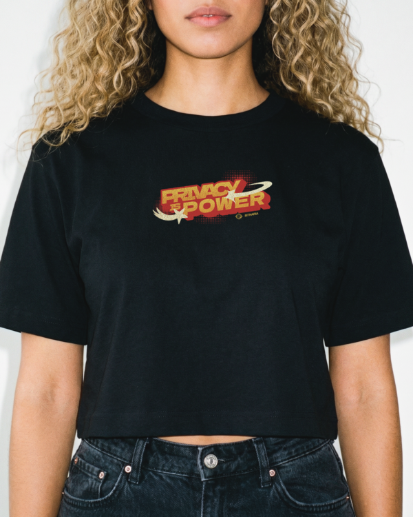 Crop Top Mujer Bitcoin Privacy is Power negra - Bitnaria