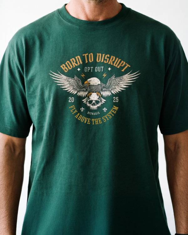 Remera oversize bitcoin opt out verde con diseño águila - Bitnaria
