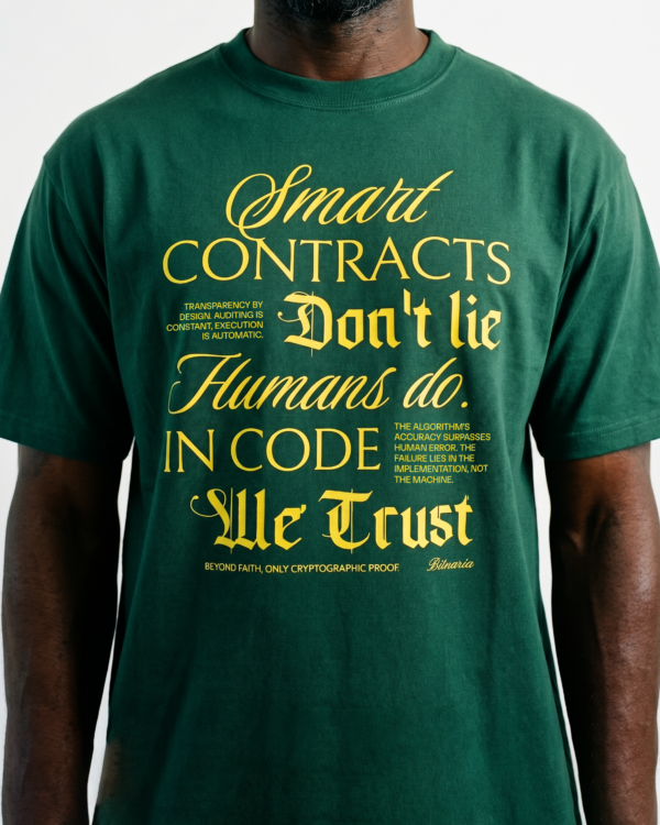 Remera Oversize cripto In Code We Trust verde - Bitnaria