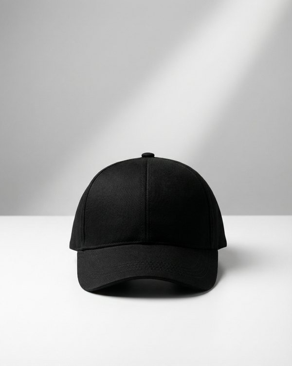 Gorra negra lisa de gabardina para merch personalizado